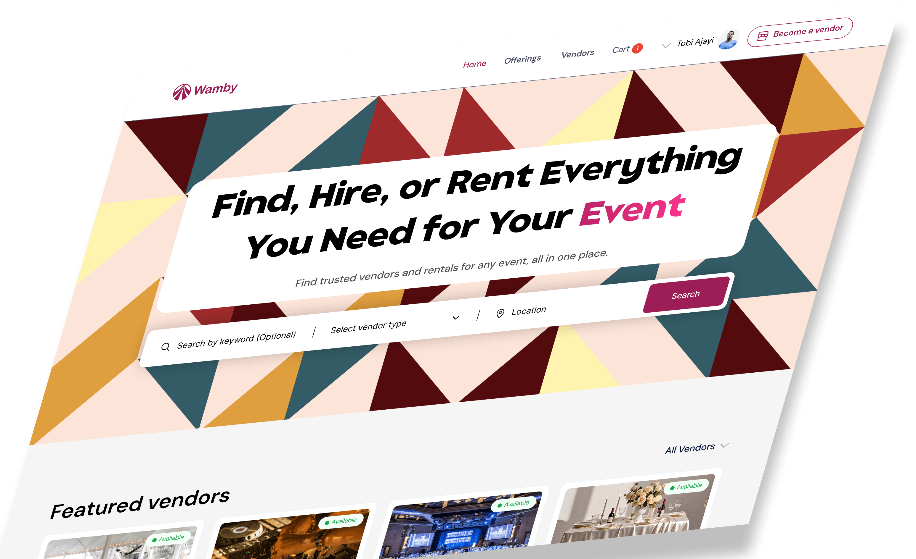 Offerings page mockup